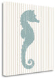 20" Aqua Seahorse Tan Striped Background Giclee Wrap Canvas Wall Art
