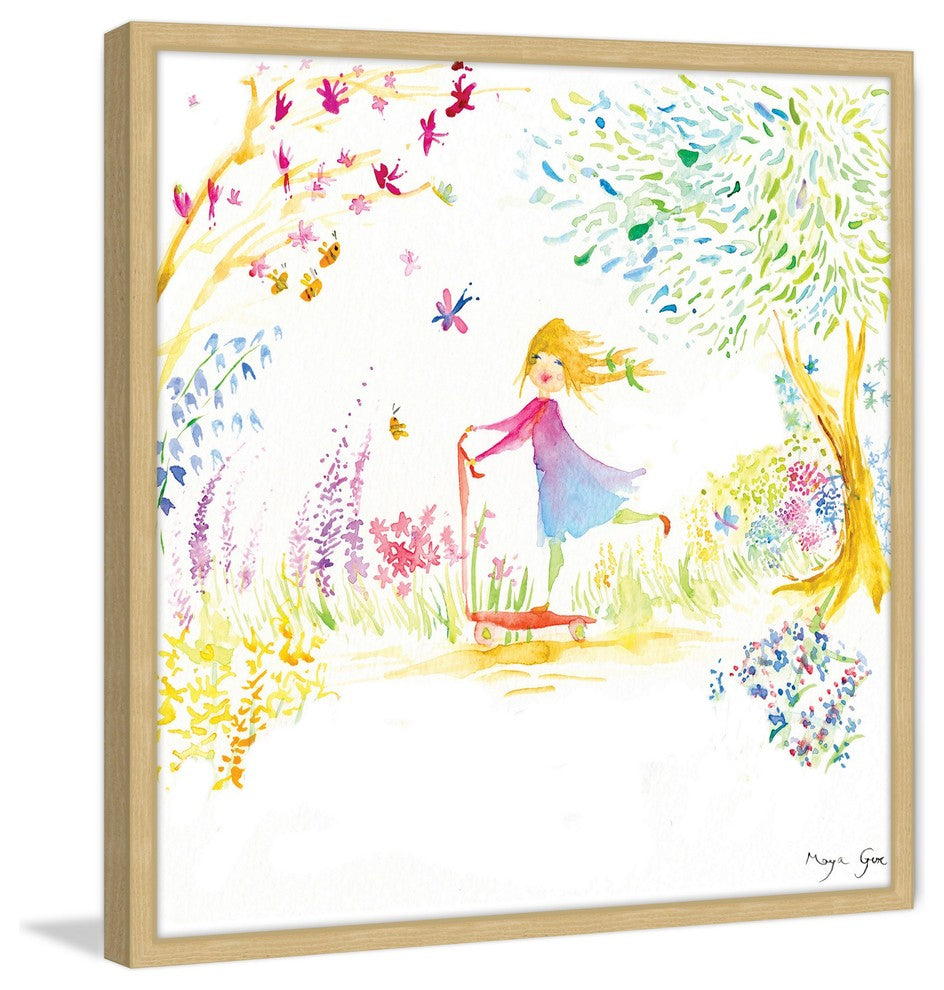 Marmont Hill, "Girl at the Park" by Maya Gur Framed Painting Print, 24x24