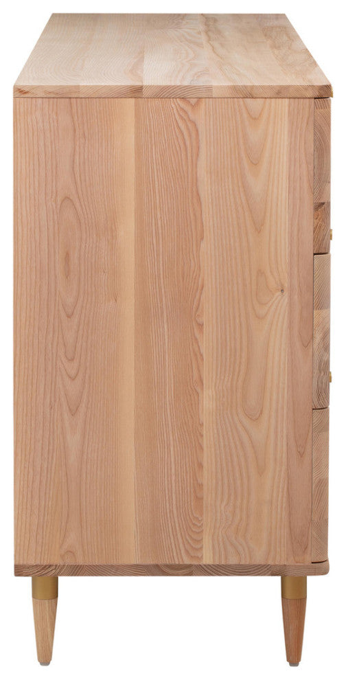 Carmen Cane 6 Drawer Dresser, Rattan Wicker Ash Wood Sideboard