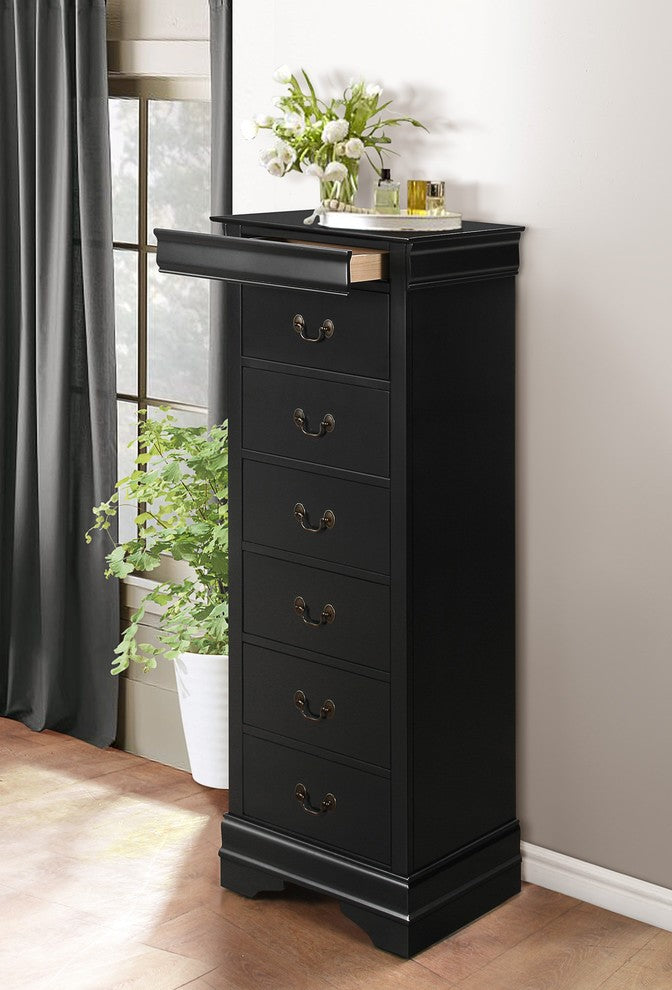 Modern Louis Philippe Lingerie Chest with Hidden Drawer Burnished Black