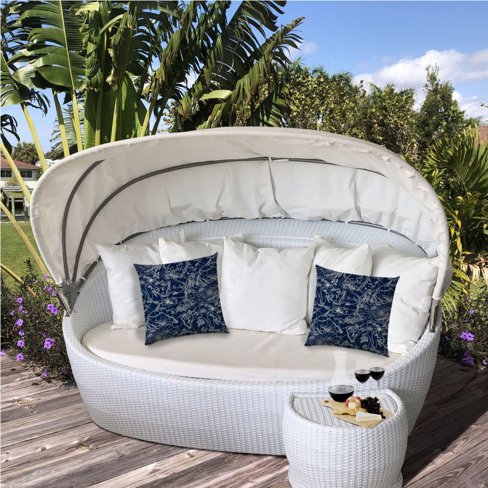 17" Navy Nautical Indoor Outdoor Sewn Throw Pillow