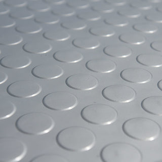 Rubber-Cal Coin-Grip Metallic PVC Flooring, Silver, 2.5mm, 4'x8'