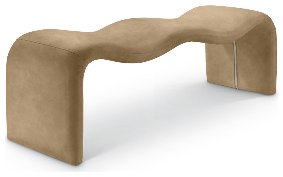 Willow Upholstered Bench, Tan, Vegan Leather