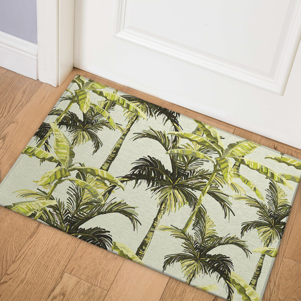 Indoor/Outdoor Tropics TC10 Aloe Machine Washable 1'8" x 2'6" Rug