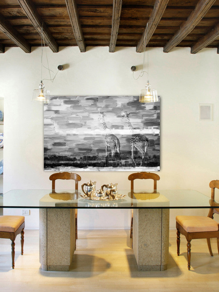 "Giraffes" Print on Canvas, 45"x30"