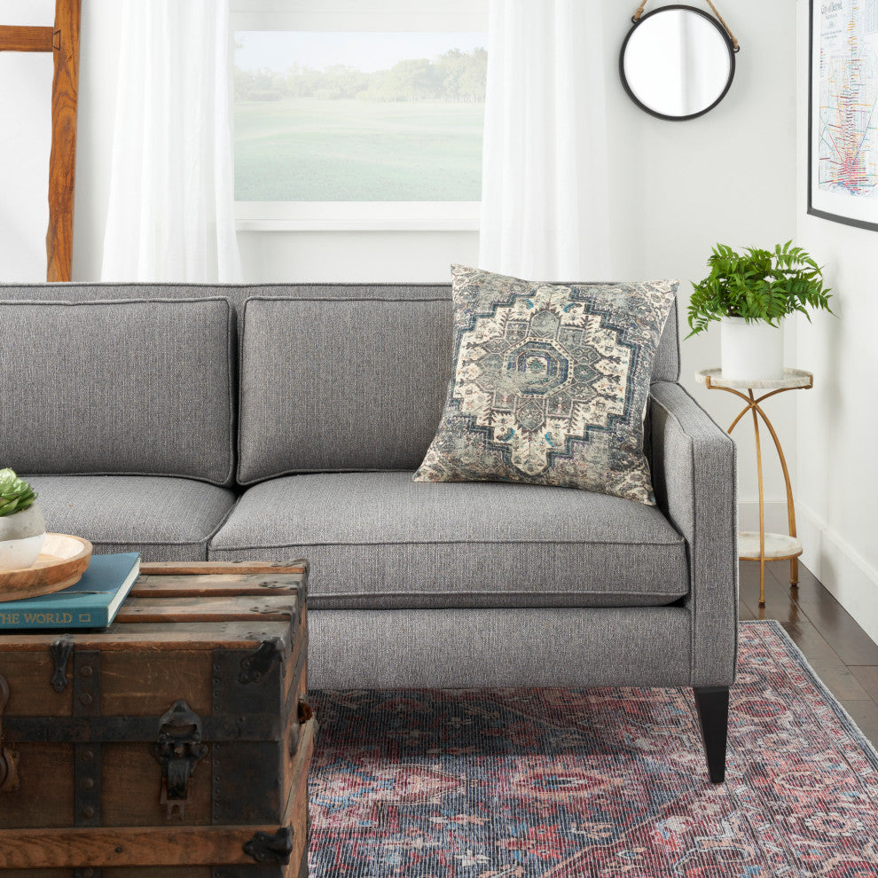 Nicole Curtis GT235 Throw Pillow, Grey/Multi, 20" X 20"