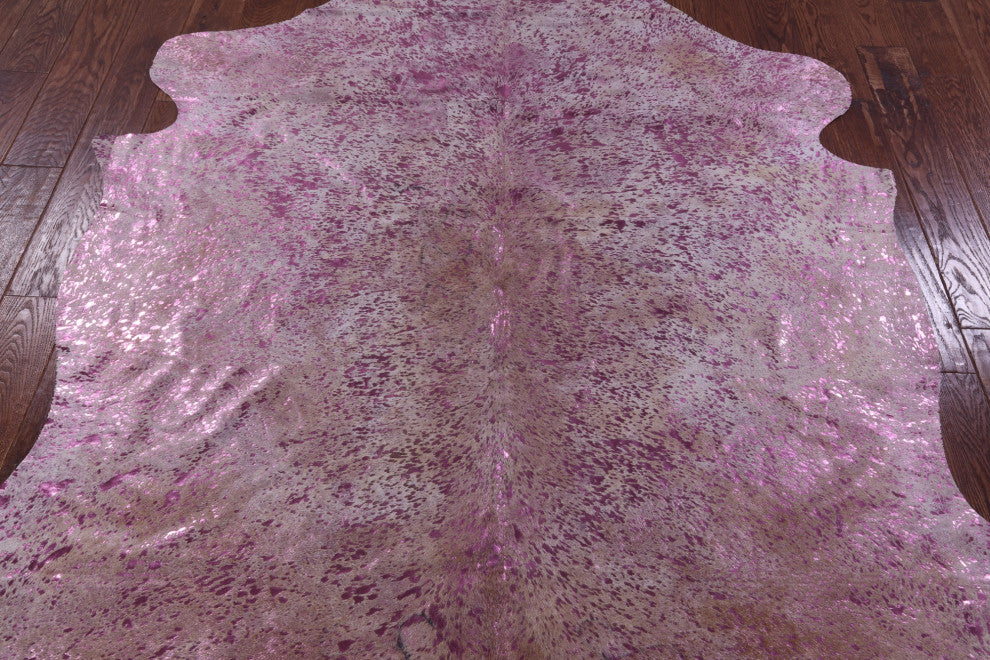 Pink Metallic Cowhide Rug 6' 10" X 6' 8" C2104