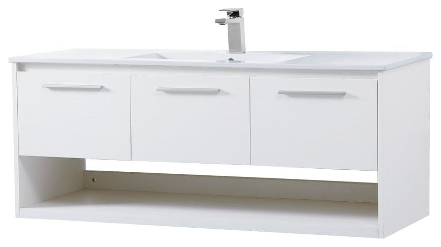 48" Single Bathroom Floating Vanity, White