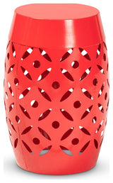 Hallie Modern Red Finished Metal Outdoor Side Table