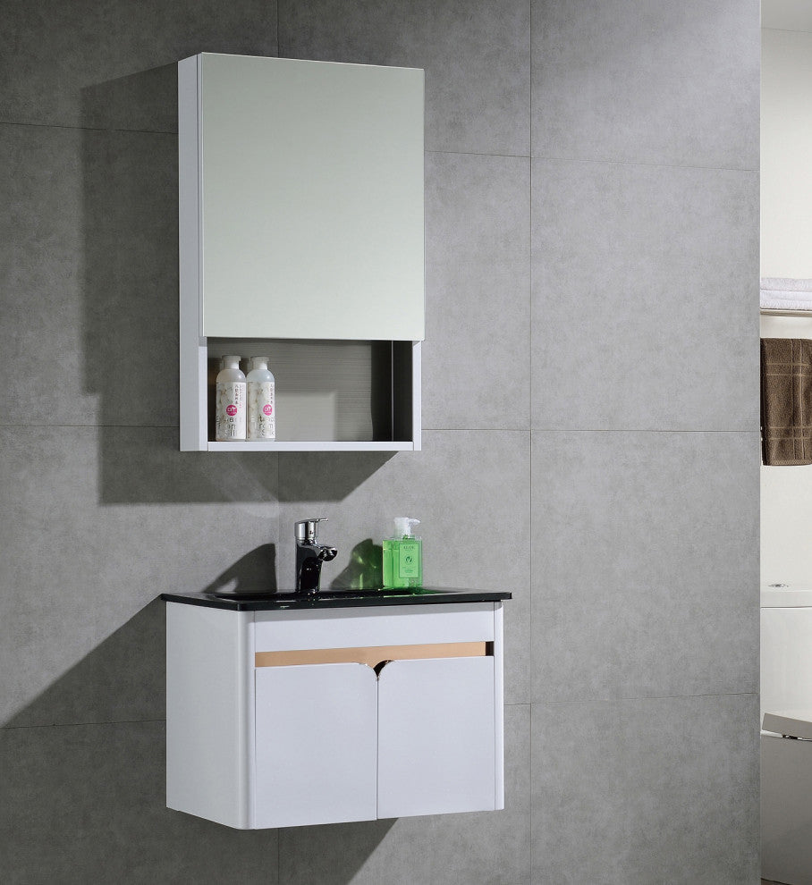 Luxurious Stainless Steel Vanity Base Combo with Glass Sink Insert