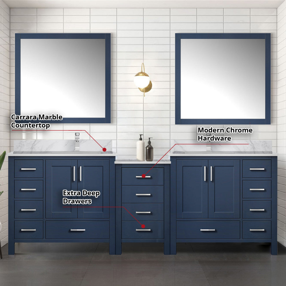 Lexora Coraline Double Bath Vanity Navy Blue 92 Vanity With Countertop