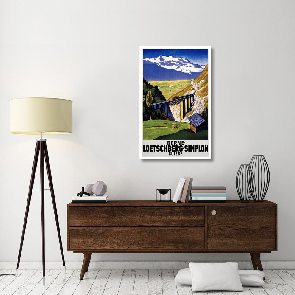 "Berne-Loetschberg-Simplon" Digital Paper Print by Eugen Henziross, 29"x46"