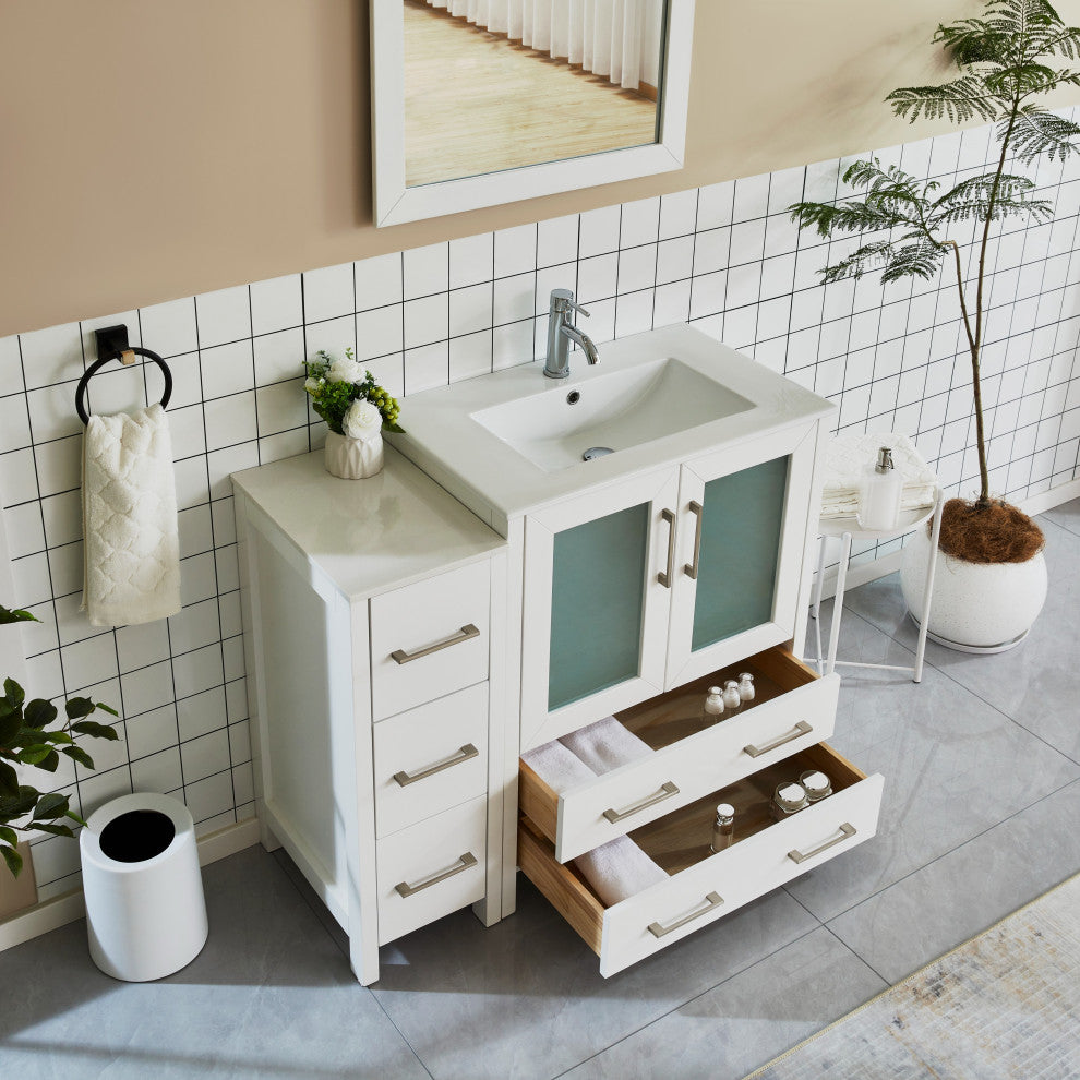 Vanity Art Single-Sink Vanity Set With Ceramic Top, 42", White