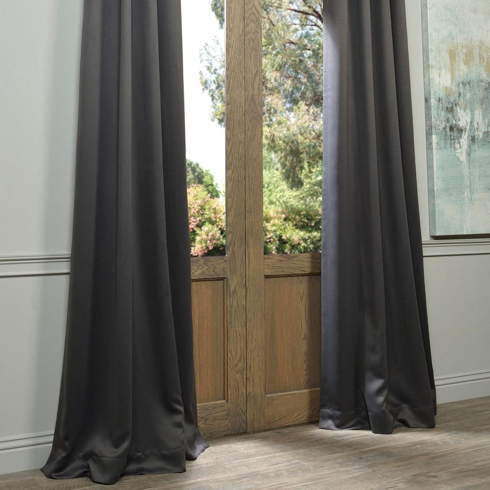 Anthracite Gray Grommet Room Darkening Curtain, Set of 2, 50"x120"