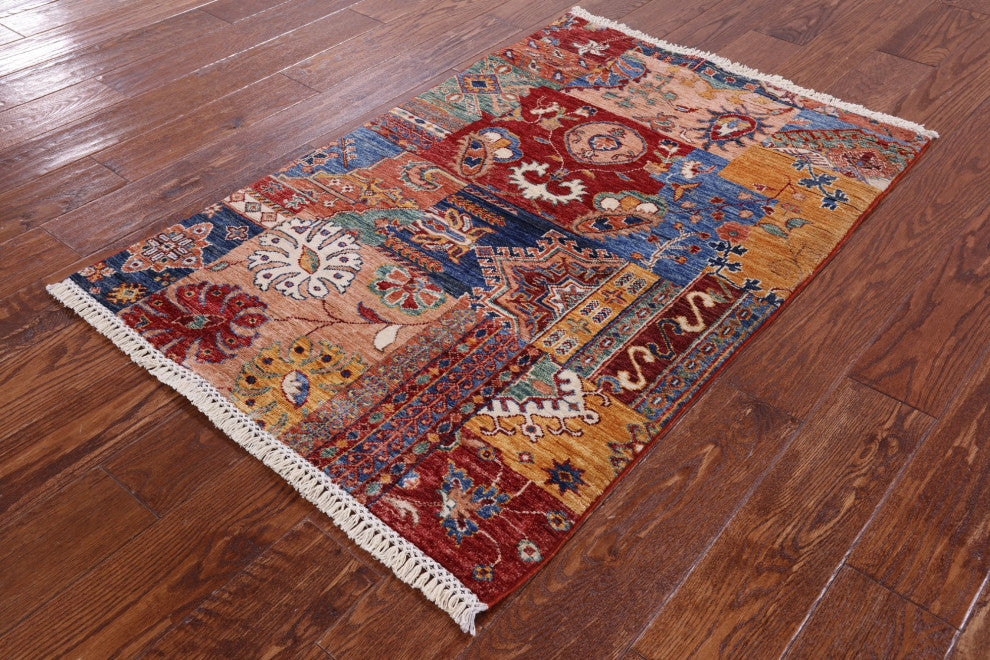 Super Kazak Hand-Knotted Wool Rug 2' 9" X 4' 2" Q10425