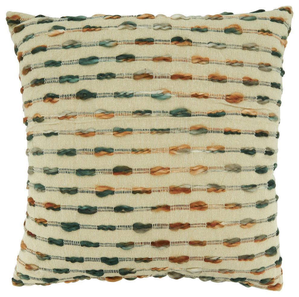 Throw Pillow With Striped Woven Design, 20"x20", Poly Filled