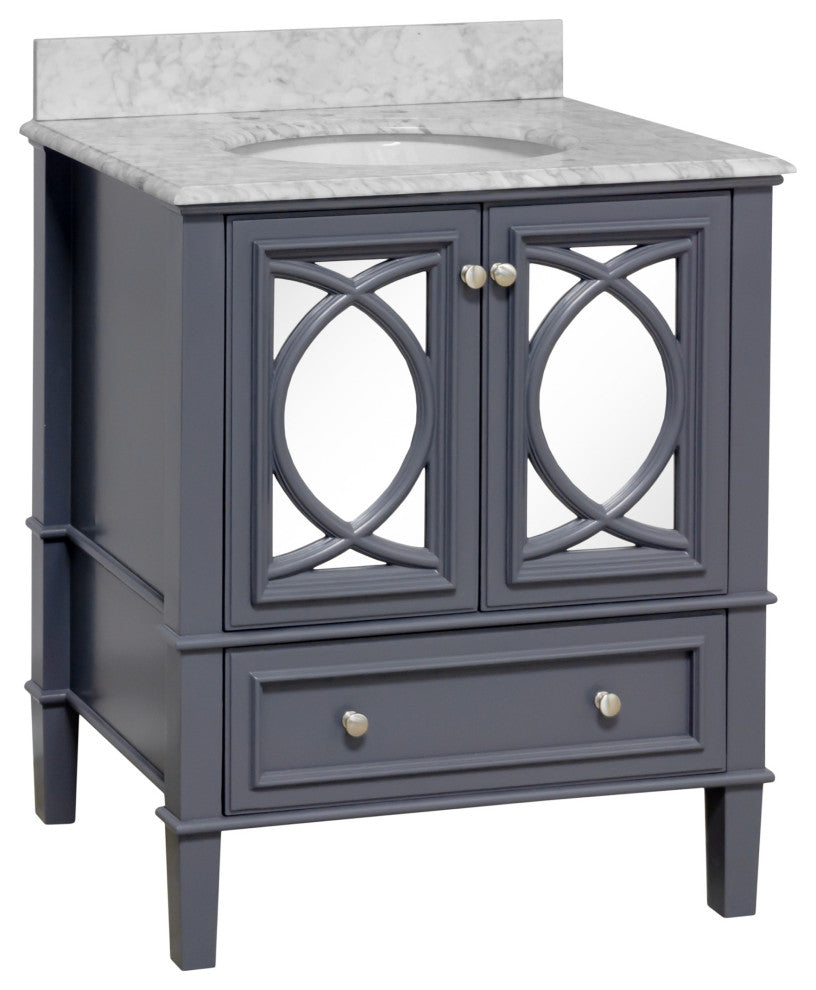 Olivia 30" Bathroom Vanity, Marine Gray, Carrara Marble