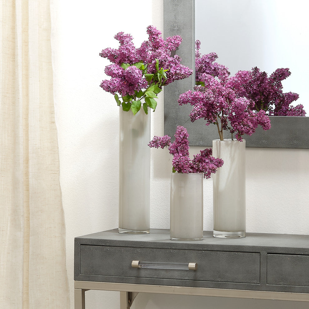 Gwendolyn Hand Blown Glass Vases, Set of 3, Grey