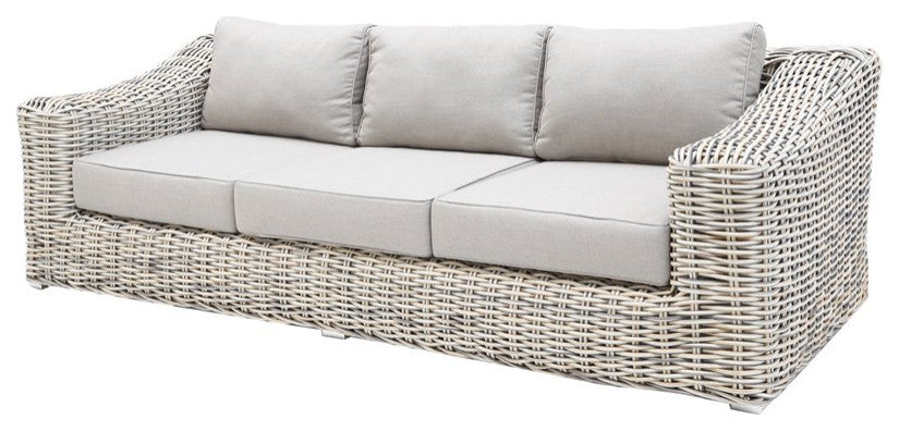 Hawaii Three-Tone Wicker Deep Seating Set in Silver Gray Cushion