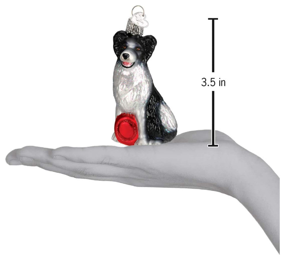 Old World Christmas Border Collie Christmas Blown Glass Ornament