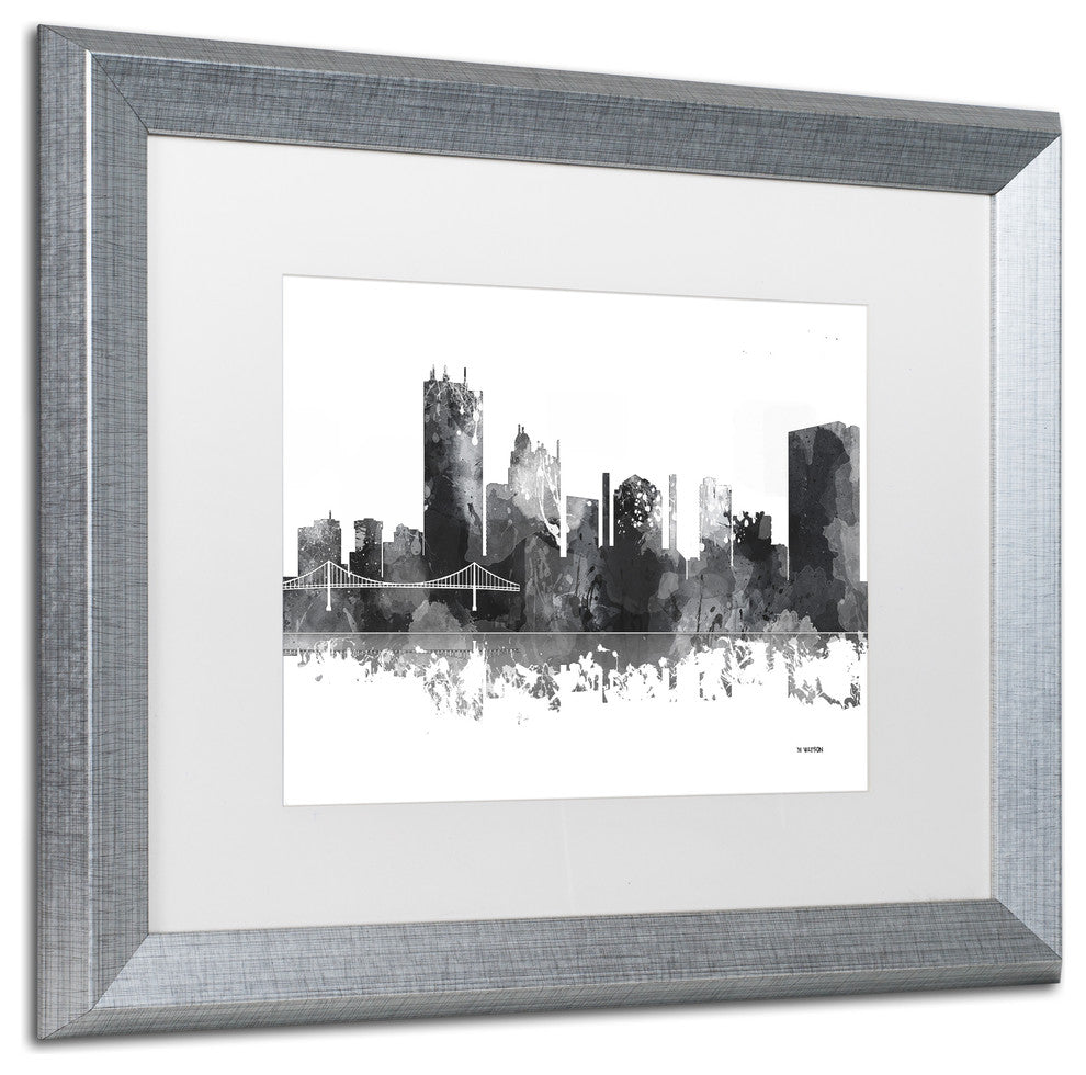 Watson 'Toledo Ohio Skyline BG-1' Art, Silver Frame, 16"x20", White Matte