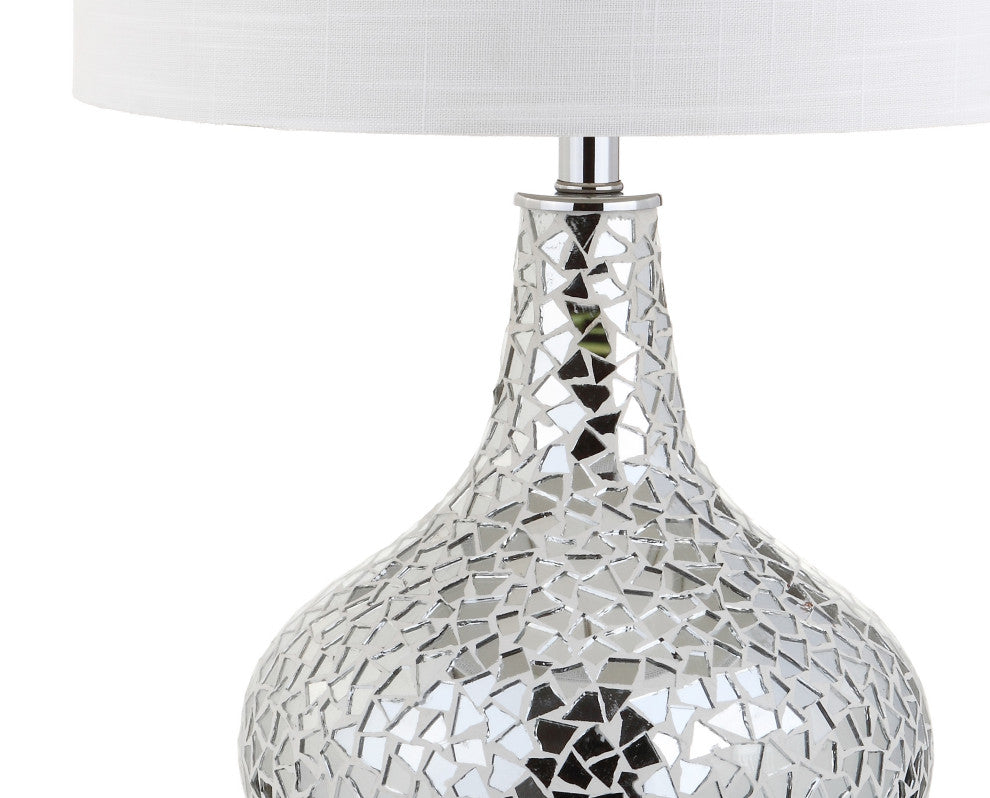 Emilia 26" Mirrored Mosaic Table Lamp, Silver