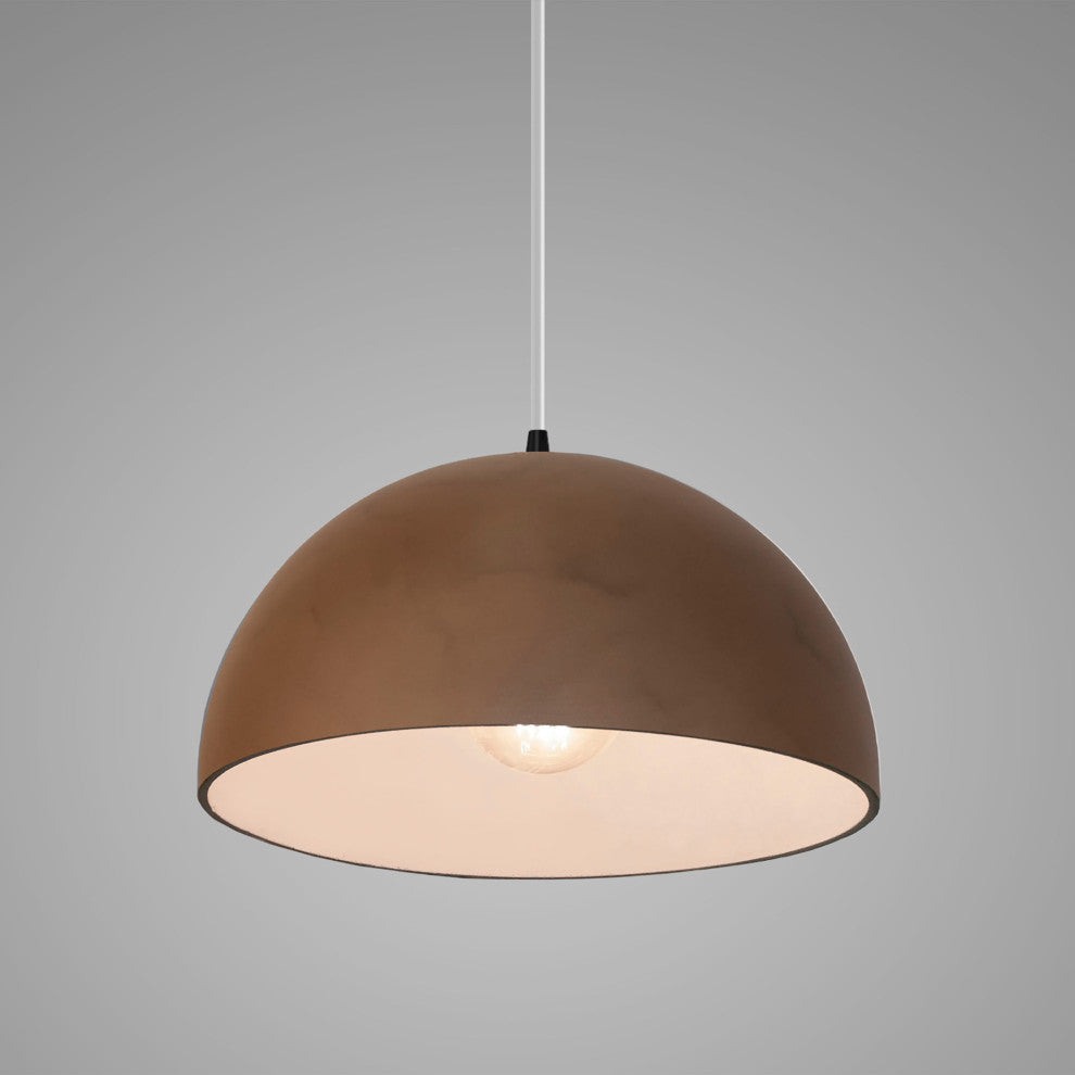 Dome 1-Light Pendant, Terra Cotta, Matte Black, White Cord