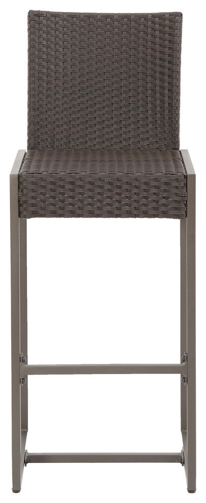 GDF Studio Kelly Outdoor Wicker 30" Barstool, Dark Brown, Set of 4