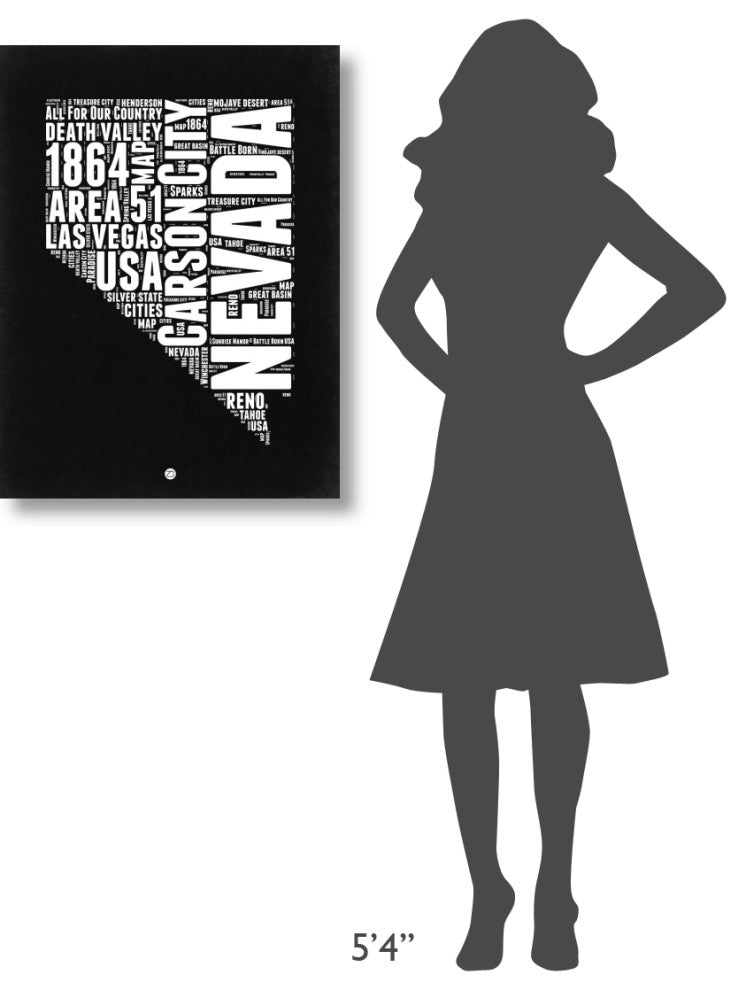 "Nevada Black and White Map" Fine Art Print