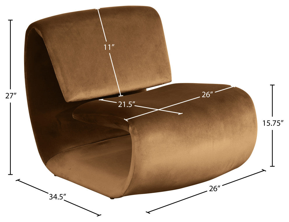 Nouveau Upholstered Chair, Saddle, Velvet