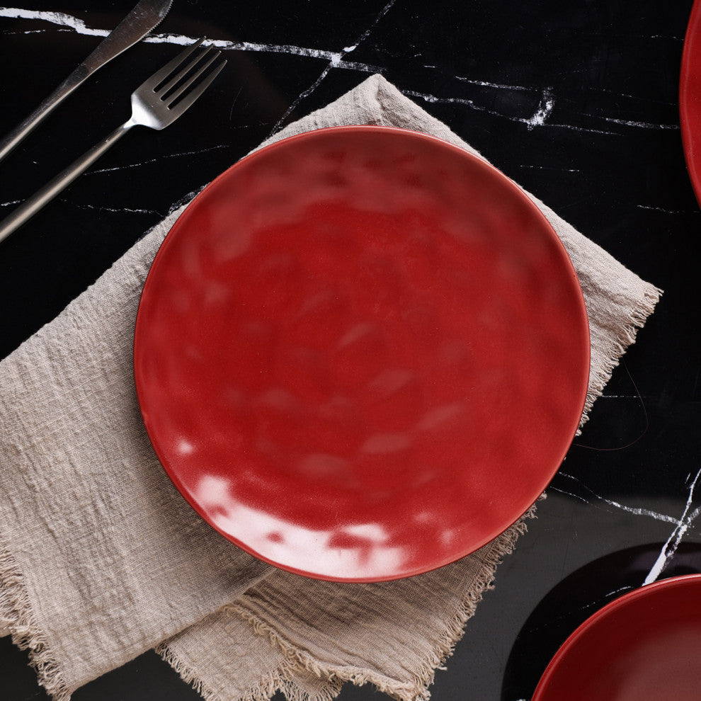 Stone Lain Sam Porcelain 32 Piece Dinnerware Set, Red