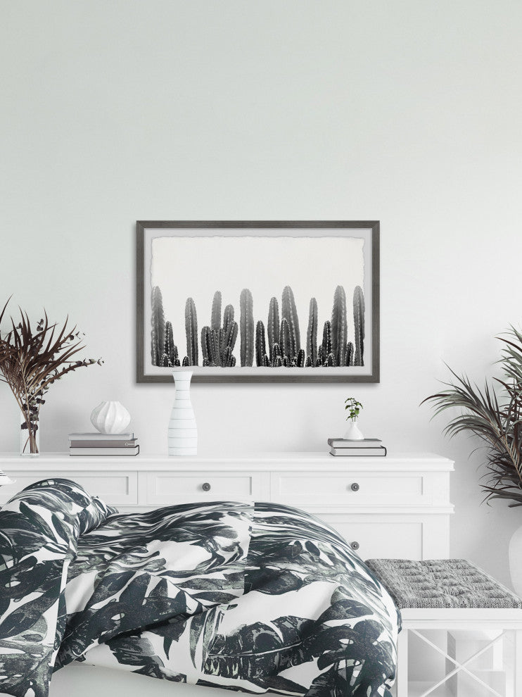"Smoky Cactuses" Framed Painting Print, 24x16