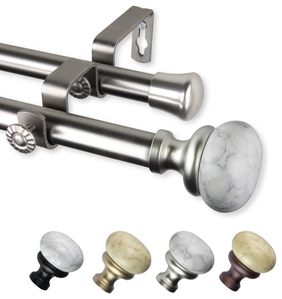 Creola 13/16" Double Curtain Rod Satin Nickel