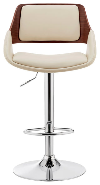 Cream Faux Leather Adjustable Chrome Swivel Bar Stool