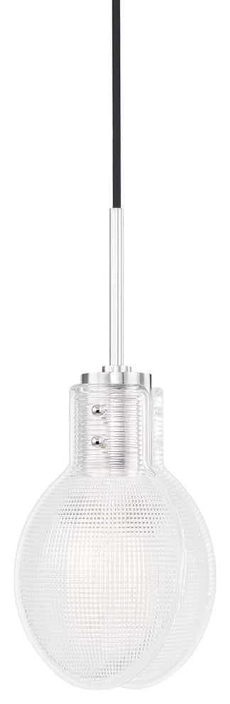Jenna 1-Light Pendant, Polished Nickel, Clear Glass