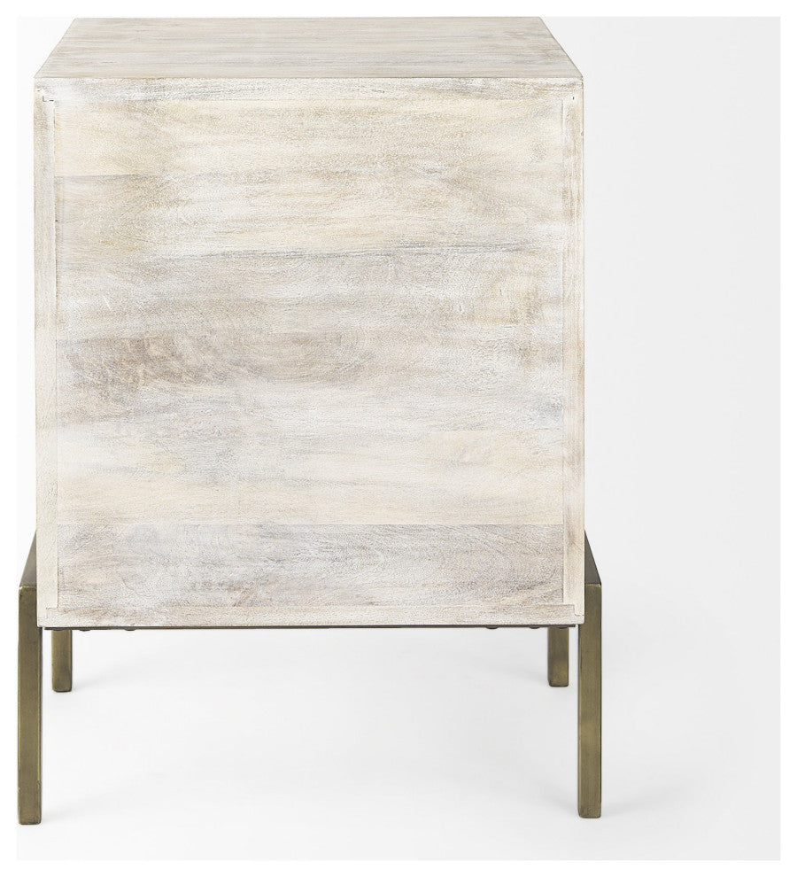 Rustic Weathered White and Gold Shadowbox Cabinet