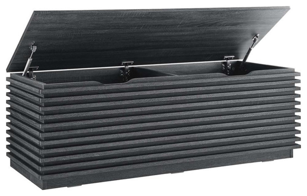 Modway Render Particleboard and Laminate Storage Bench in Charcoal