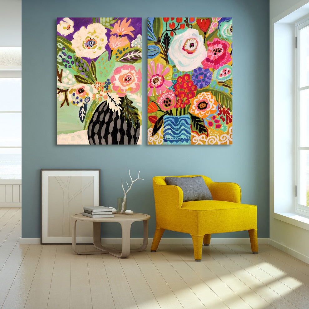 "Fresh Flowers in Vase" Glass Wall Art Free Floating Tempered Glass Print