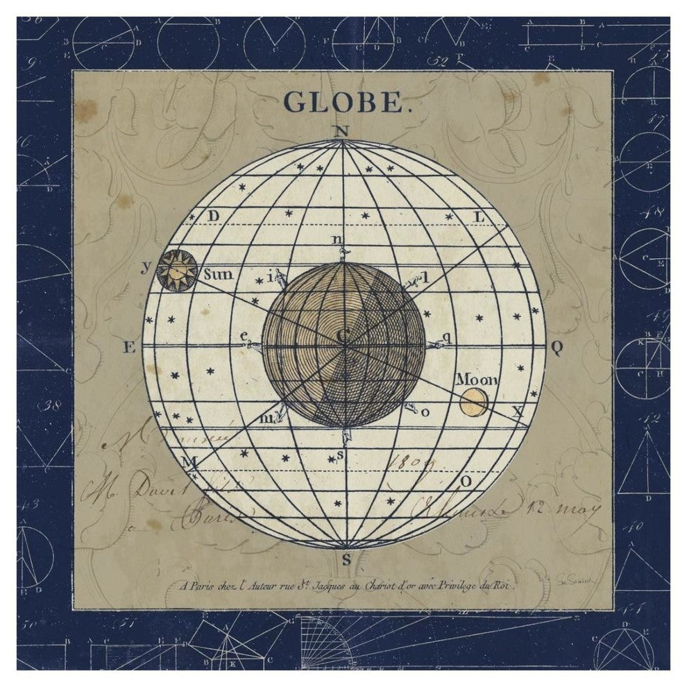 "Globe Blue" Digital Paper Print by Sue Schlabach, 26"x26"