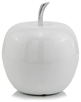 13" White Aluminum Decorative Apple Tabletop Sculpture