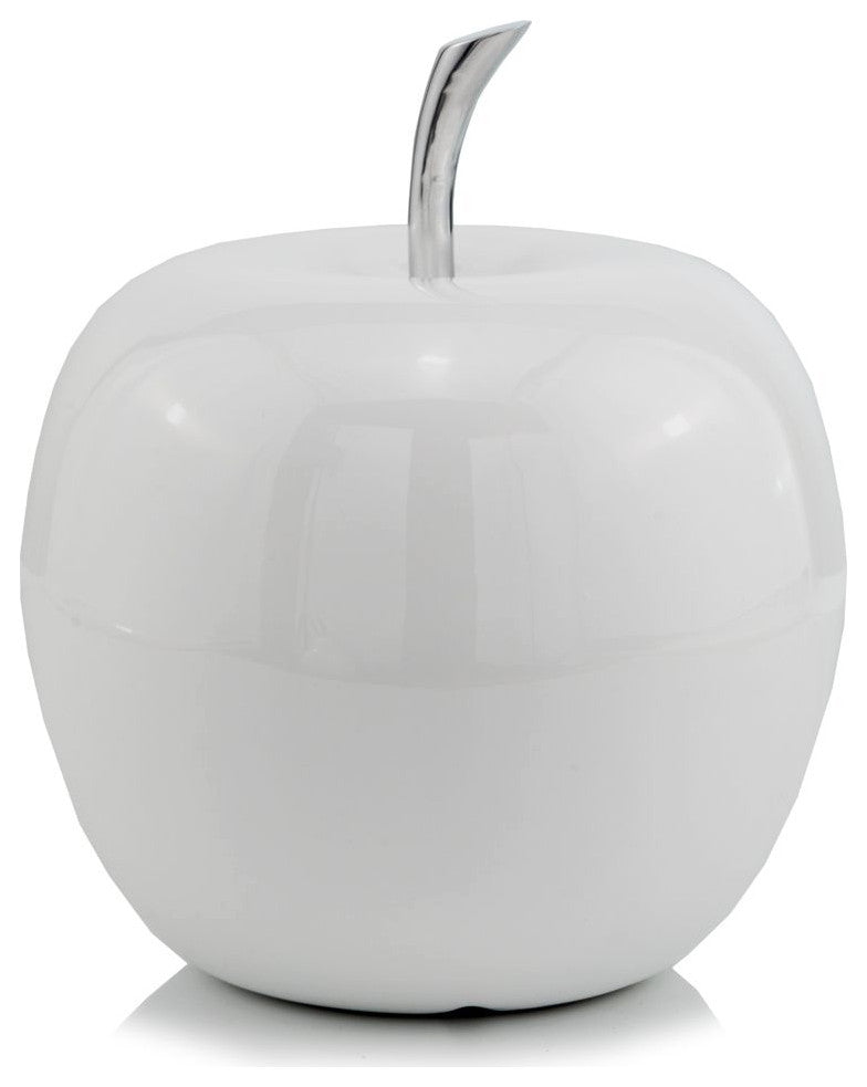 13" White Aluminum Decorative Apple Tabletop Sculpture