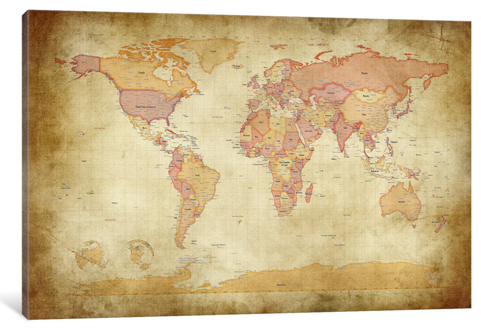 "Map of The World II" by Michael Tompsett, 26x18x1.5"