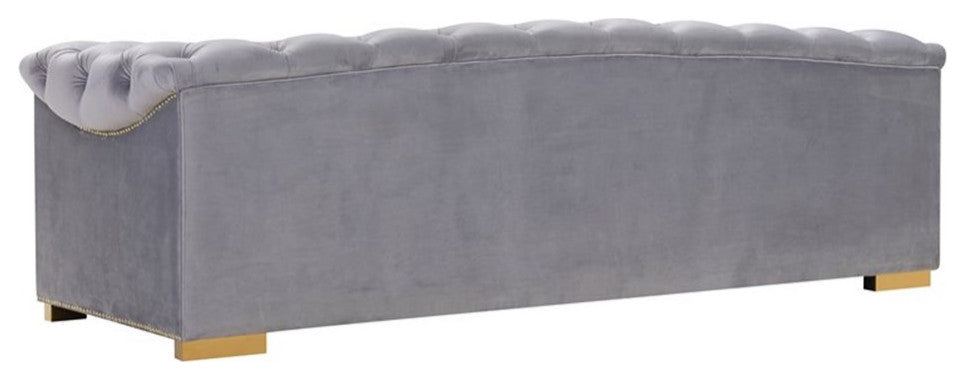 Farah Velvet Sofa, Gray