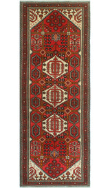 Fine Vintage Distressed Apolonio Red/Ivory Runner, 3'9 x 10'3