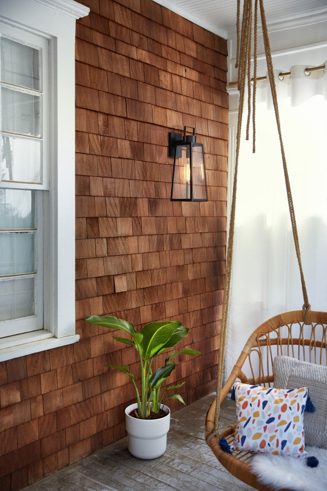 Lark Hugh 19" Medium Outdoor Wall Mount Lantern, Black + Burnished Bronze