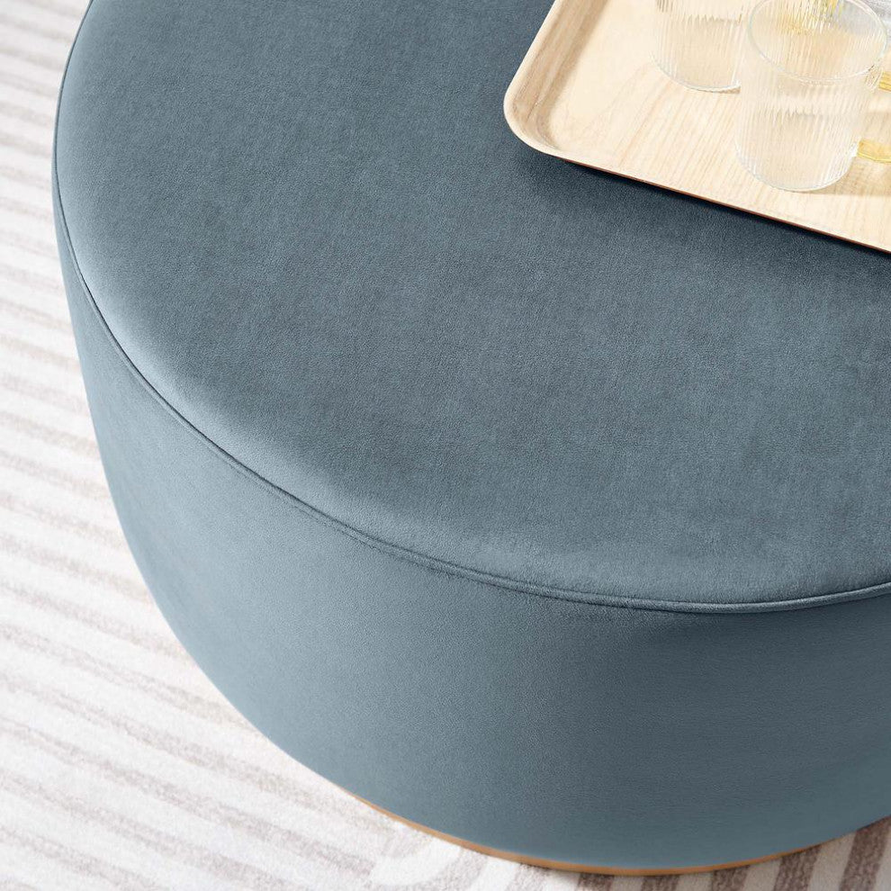 Tilden Large 29 Round Performance Velvet Upholstered Ottoman