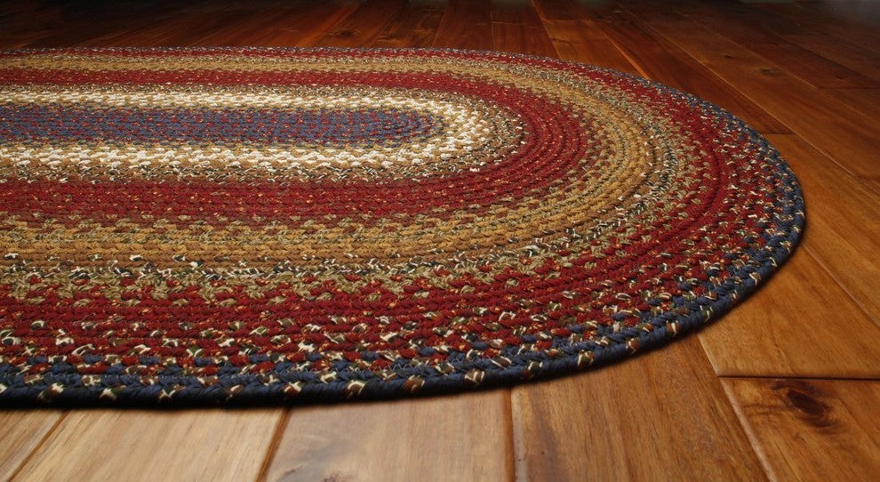 Homespice Decor Log Cabin Step Cotton Braided Rug 3' x 5' (Oval)