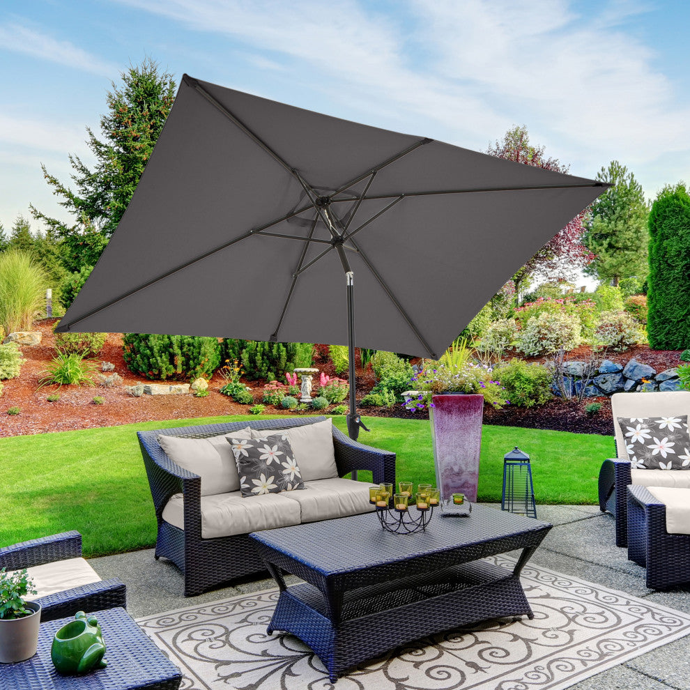 Pure Garden 10' Rectangular Patio Umbrella, Gray