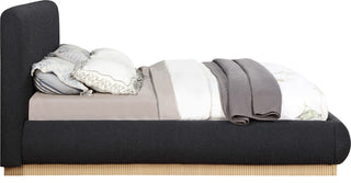 Rigby Boucle Fabric Upholstered Bed, Black, King, Natural