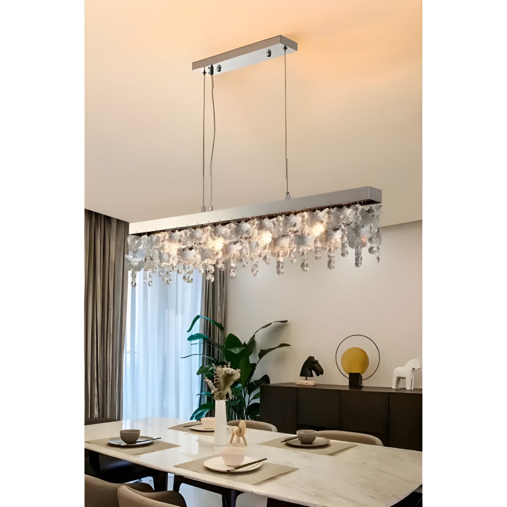 Incisa Scapaccino | Chrome Rectangular Crystal LED Chandelier, Cool Light